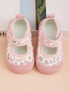 Girls' Princess Canvas Shoes, New Spring/Autumn Kids Casual Hook And Loop Toddler Walking Shoes