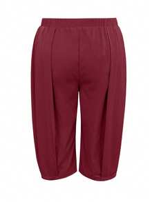 Pantalones de mujer talla grande de otoño/invierno, unicolor, pantalones capri de pierna ancha casuales con bolsillos, color caqui, atuendo versátil para todos los días