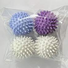 Reusable Laundry Ball Set (4 Pieces) - Removes Hair, Softens Clothes, Prevents Knots, Reduces Wrinkles, No Electricity Needed, Laundry Accessories, Extra Large Laundry Dryer Balls, Washing Machine Balls, Laundry Dryer Balls, Dryer Sheets - 4件(隨機顏色) - 查看 4