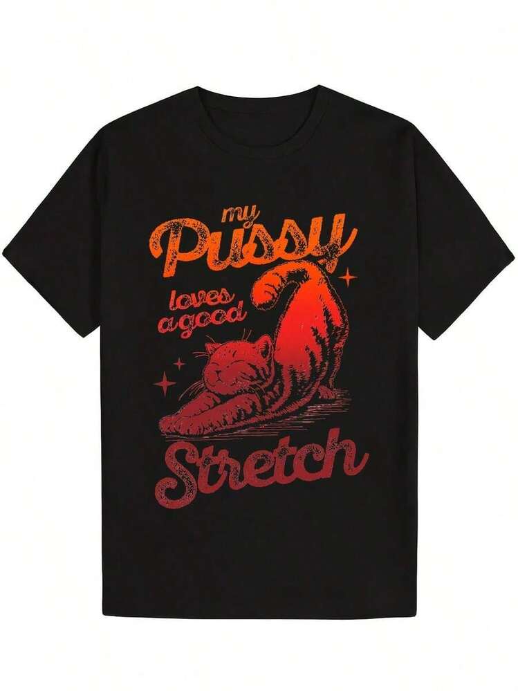 Funny Vulgar Cat Humorous T-Shirt |   Cotton |   Soft And Comfortable |   For Valentine's Day, Easter, And 's Day - màu đen - Xem 1