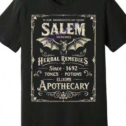 Vintage Salem 1692 Medicines Apothecary Funny Halloween Tee 96750 Funny Men's Short Sleeve Graphic T-Shirtgraphic Tees Men Shirts Streetwear White Shirt Black Shirt