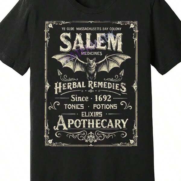 Vintage Salem 1692 Medicines Apothecary Funny Halloween Tee 96750 Funny Men's Short Sleeve Graphic T-Shirtgraphic Tees Men Shirts Streetwear White Shirt Black Shirt