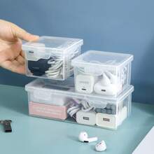 1pc Minimalist Transparent Cable Management Box, Compact & Elegant Cable Organizer Box, Dust-Proof & Waterproof Desktop Cord Holder - Clear - View 3