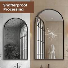 Arched Wall Mirror 30x20 Inch - Rust-Proof Metal Frame, Anti-Fog & Shatterproof For Bathroom Vanity, Bedroom, Entryway(Modern Luxury Gold/Black) - màu đen - Xem 6
