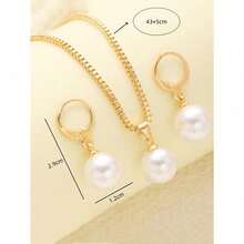 3pcs/Set Minimalist Pearl Necklace & Earrings Set, Suitable For Women's Daily, Festival And Party Wear