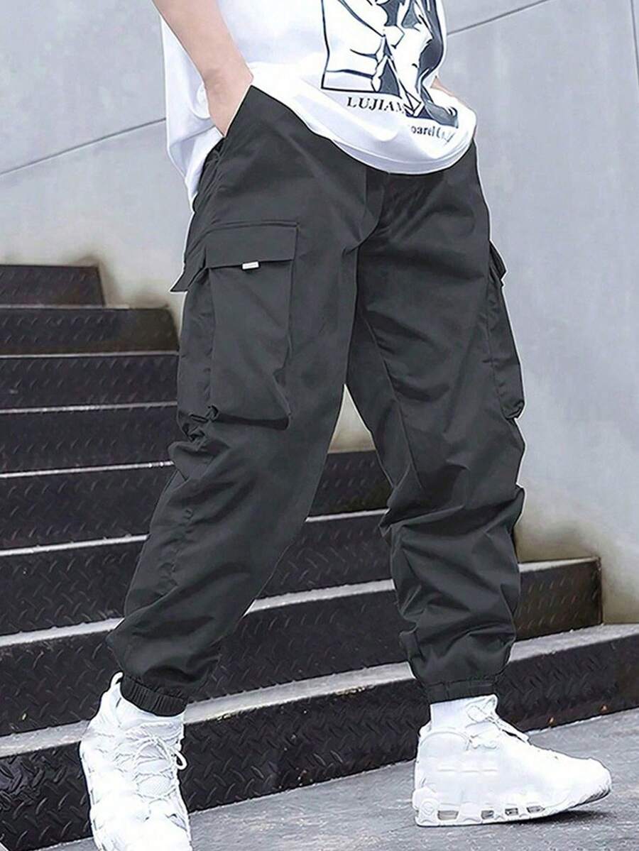 1pc Teen Boys Casual Sports Outdoor Fashion Cargo Pants With Big Pockets, Spring/Autumn