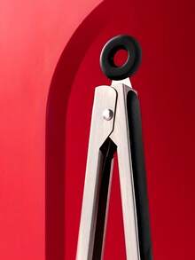 1pc Stainless Steel Food Tongs, Camping Outdoor BBQ Tongs, Baking Kitchen Tongs, Steak Tongs - Black - View 4