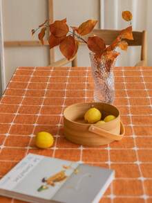 1pc Rustic Orange Plaid Tablecloth, High-Quality Versatile American Country Style Vintage Minimalist Kitchen Decor Rectangular Tablecloth For Family Gathering, Birthday Party, Dinner - Orange - View 9