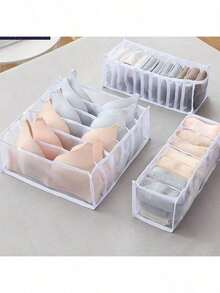3pcs Multifunctional Wardrobe Organizer - Fabric Clothes Storage Boxes For Panties, Socks, Bral Household Drawer Dividers