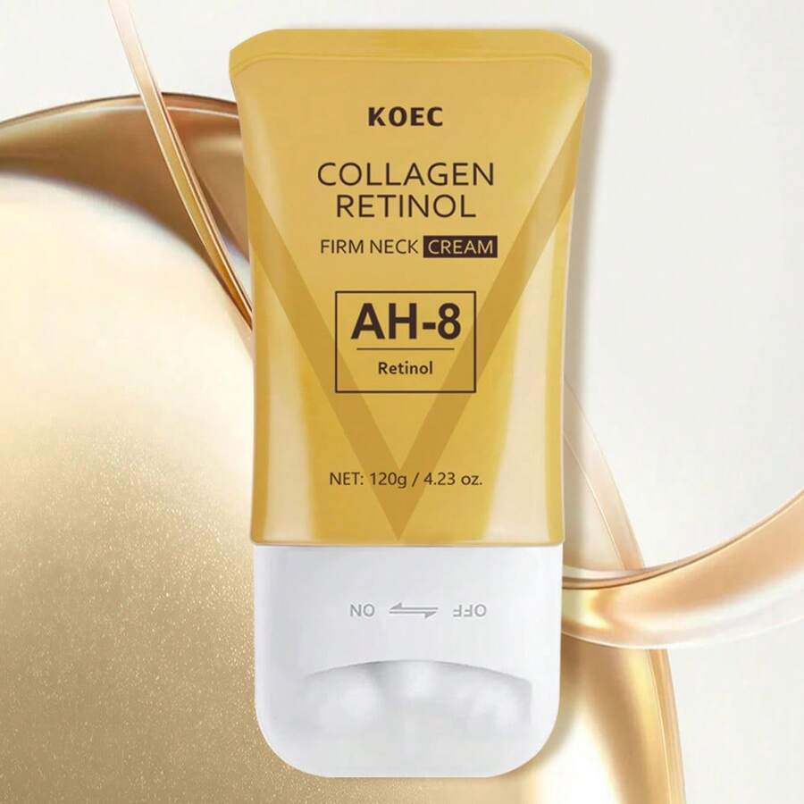 KOEC Collagen Lifting Firm Neck Cream For Firming, Clockwise Neck Cream For Face & Body Skin Tightening Cream With Massage Roller