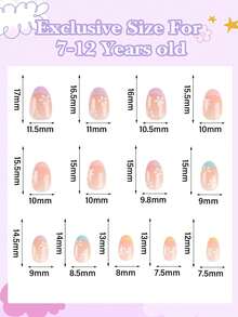 78pcs Kids Nail Stickers, EBANKU 3pcs Kids Fake Nails Set, Red Heart Nail Stickers For Girls Aged 8-12