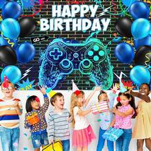 1 pièce Bannière de fond pour fête d'anniversaire thème jeux vidéo, bannière pour table de gâteau, photobooth, décoration de fête d'anniversaire thème jeux, fournitures de fête