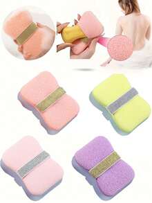 4/1PC 沐浴起泡海绵家用沐浴球清洁工具女士沐浴皂袋沐浴海绵擦灰色蜂窝防滑弹性皂架带丝瓜络沐浴海绵 - 彩色 - 查看 1