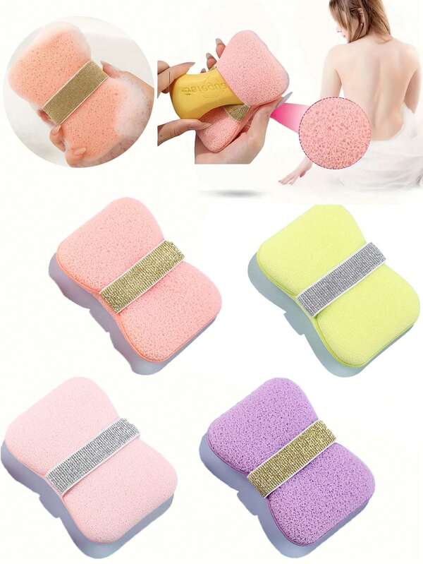 4/1 pezzo Spugna da bagno schiumogena, strumento di pulizia palla da bagno domestica, sacchetto di sapone da bagno per donna, spugna da bagno a nido d'ape grigia antiscivolo con elastico, porta sapone con loofah