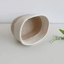 Inwagui Petits paniers de rangement pour l'organisation, panier tressé en corde panier décoratif bohème ovale boîte peu profonde, bacs de rangement pour étagère de placard pour le maquillage, la papeterie, les jouets pour chiens et chats, paniers cadeaux