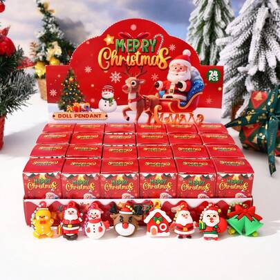 24pcs Christmas Theme Party Keychain Gift Box Set, Includes 24 Different Reindeer & Snowflake Bell Keychains, Suitable As Halloween, Thanksgiving, Christmas Gifts, Bulk Christmas Gifts, Holiday Party Favors, Seasonal Decorations, Reindeer Keychains, Convenient Keyrings, High-Quality Surface Treatment, Holiday Keychain Rack, Surprise Keychain Set, Party Planner, Holiday Decorator