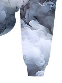 [2-Piece Set] Men's Casual Sports Hooded Sweatshirt, Long-Sleeved Hooded Sweatshirt With Drawstring Trousers, White Dragon Pattern Print Design, Regular Fit, Knit Fabric, 100% Polyester, Bold And Mysterious, Streetwear, Suitable For Various Scenes Such As Outdoor, Daily Life, And Party - 白色 - 查看 5