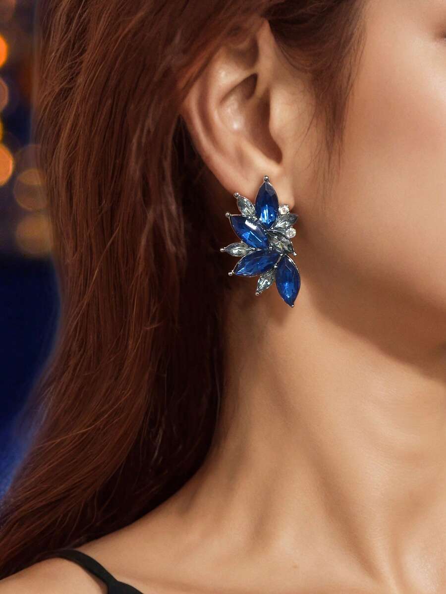 Pendientes con gema - Azul - Ver 1