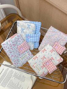 1Pc/Set Cute Floral Patchwork Book Jacket, Girls Hand Account Book Cover, White Collar Hand Account Book Journal, Diary Book Jacket, Portable Student Pocket Book Storage Case,Back To School Gift,Gift For Good Friends And Teachers - Multicolor - View 2