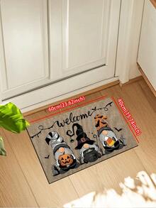 1pc Halloween Theme Bath Mat - Cute Elf And Pumpkin Design Carpet, Halloween Decor Rug, Absorbent Non-Slip Mat For Bathroom, Laundry Room, Entryway, Sink, Shower, Party, Washable Bathroom Doormat Suitable For Living Room, Bedroom, Kitchen, Various Occasions, Parties, Holidays, Gifts, Banquets