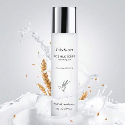 CubeSecret Essence Faciale au Lait de Riz 150ml/5.07oz - Hydratation en profondeur, Hydratation, Rafraîchissement pour la peau du visage, Contenant de la Niacinamide, de la Céramide, de l'extrait de son de riz, des ingrédients naturels, du lait de riz naturel fermenté, Resserrement des pores, Hydratation en profondeur, Estompage des taches, Soin du visage à l'essence de riz, Formule végétalienne