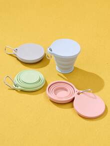 Joivida 1pc Collapsible Water Cup Portable Mother And Baby Silicone High Temperature Resistant Cup Extendable Compression Mini Travel Cup - Multicolor - View 2