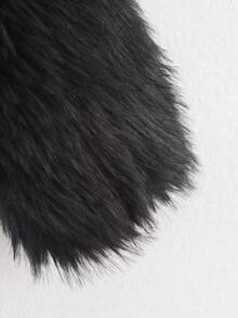 HH Women Solid Faux Fur Jackets Long Sleeves For Warmth Winter Coat Female Fashion Turn-Down Collar Loose Casual Outerwear - 黑色 - 查看 7