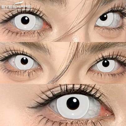 EYESHARE 1 Coppia di Lenti a Contatto Cosplay Nere Grandi, Lenti a Contatto Colorate per Occhi, Lenti Rosse Anime Annuali, Lenti Bianche per Costume di Ognissanti Cosplay