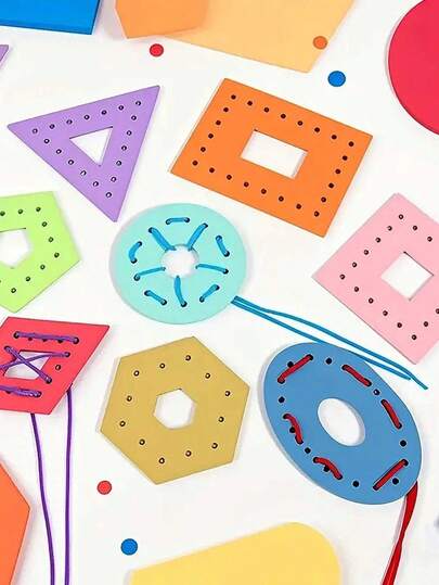 8pcs Wooden Beads - Early Education Tool, Various Shaped Beads, Suitable For Early Education Teaching. Ideal Gift For Birthday, Halloween And Christmas.