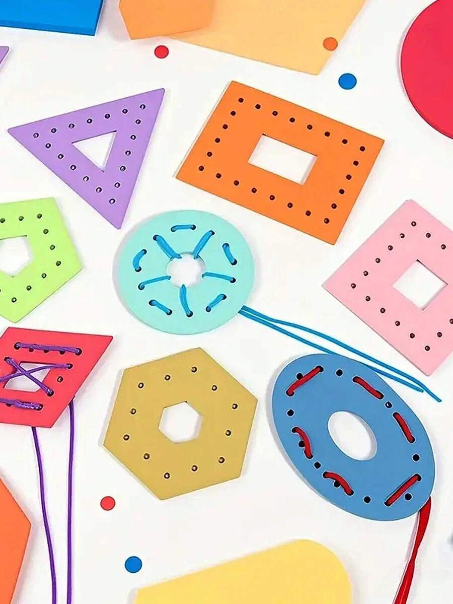 8pcs Wooden Beaded Toys - Educational Puzzle Toys, Various Shaped Beads, Suitable For Early Education. Ideal Gift For Children's Birthday, Halloween And Christmas.