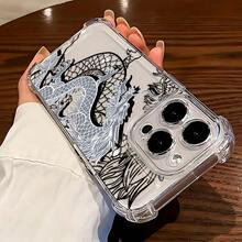 Y2K Cute Double Dragon Pattern Phone Case For IPhone 17 Air 16 15 14 13 12 11 Pro Max X XR XSMAX 8 7 Plus Shockproof Transparent Soft Back Cover - 無色 - 查看 7