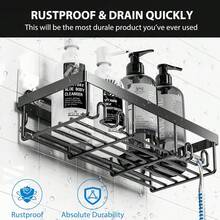 Adhesive Shower Caddy, 5 Pack Rustproof Stainless Steel Bath Organizers With Large Capacity, No Drilling Shelves For Bathroom Storage & Home Decor - 墨綠色 - 查看 2