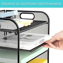 Bandeja de almacenamiento de papel de cinco capas con asa, organizador de archivos de malla para escritorio, clasificador de papel de oficina para útiles escolares - rosa - Ver 4