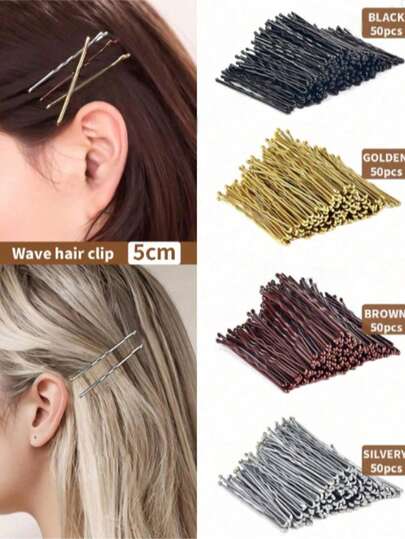 50pcs Women's Wavy Bangs Hair Clips, Simple Basic Hair Clips For Fixing Flyaways, Suitable For Daily Use, Claw Clips, Hair Claws, Hair Slide, Hair Barrettes, Bobby Pin