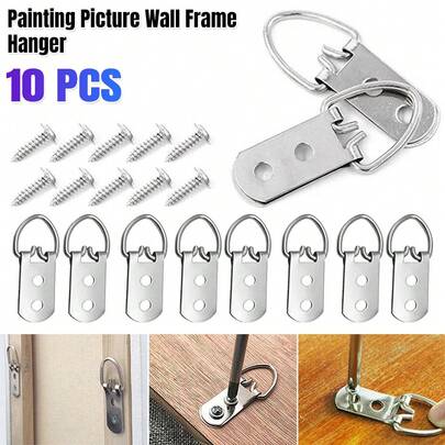 5Set (10pcs/Set) D-Ring Painting Picture Wall Frame Hanger Hanging Hooks +Screw