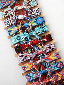 Vintage Nepalese Woven Bracelet With Colorful Tassels, Lucky Friendship Cord