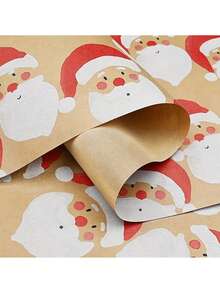 1 pieza 43*300cm Papel de regalo de Navidad con diseño de Papá Noel rojo y blanco - Papel adhesivo adecuado para Navidad, cumpleaños y decoración festiva, decoraciones navideñas, pijamas navideños, regalos de Navidad