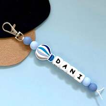 1 件定制返校个性化彩虹钥匙扣、返校串珠钥匙扣、钥匙扣标签、姓名标签、教师礼物、粉色彩虹热气球 - 字母珠鑰匙圈 - 查看 41