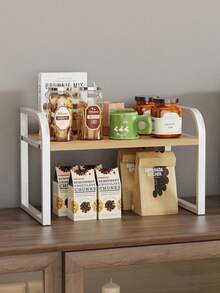 一套多层厨房台面收纳架，可伸缩锅架，桌面调料架 - 彩色 - 查看 4