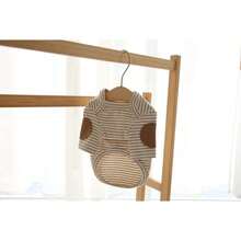 中小型犬和猫休闲条纹圆领 T 恤，宠物插肩袖 T 恤