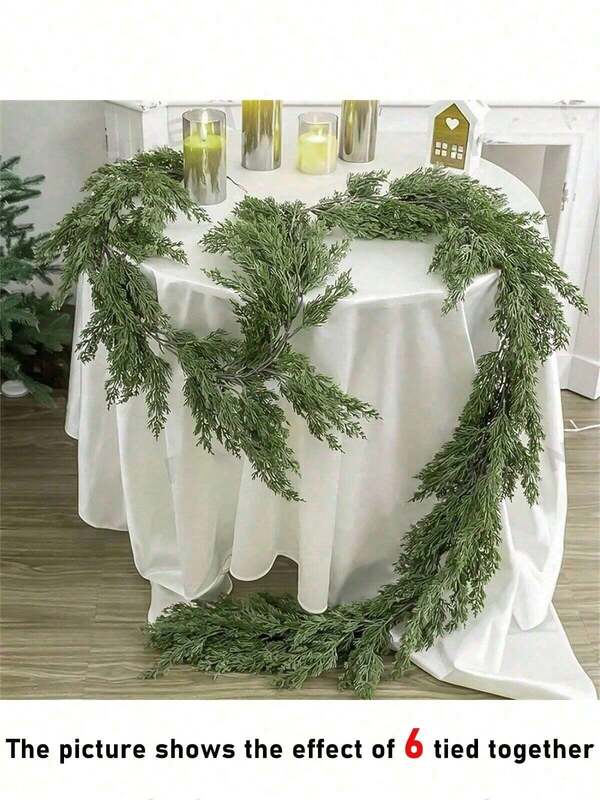 1/3/6pcs, 70in/180cm Christmas Pine Leaf Wreath, Artificial Plastic Greenery Garland, Suitable For Christmas, Winter Decor, Room Decor, Dining Table Decor, Christmas Decoration, Home Decor, Tabletop Decor, Staircase Decor, Seasonal Decor (Style Randomly Sent) Christmas Decorations
