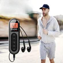 1pc FM Portable Radio,Horse Racing Sports Neck Clip, MiniRechargeable Pocket Radio With Digital Tuning For Optimal Reception, LCD Screen, Belt Clip, Stereo Headphone Jack For Meetings Fitness Jogging Walking Camping