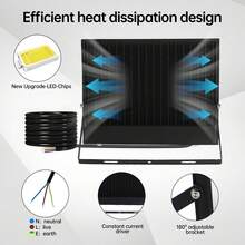 IP66 Dust-Proof Spotlight, LED Outdoor Floodlight, IPXX Aluminum Material, Cool White 30W 50W 100W Flood Light, 6000K; Suitable For Backyard, Driveway, Garage, Corridor, Garden, Construction Site - Cool White - View 3