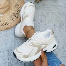 Women's New Thick Sole Sneakers, Lightweight Casual Shoes, Small White Shoes, Tennis Shoes, Versatile Running Shoes, Cute & Fashionable Lightweight Chunky Sneakers - 米色 - 查看 5