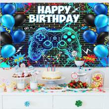 1 pièce Bannière de fond pour fête d'anniversaire thème jeux vidéo, bannière pour table de gâteau, photobooth, décoration de fête d'anniversaire thème jeux, fournitures de fête