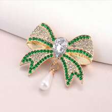 1 Stück Funkelnde synthetische Zirkonia Schleife Brosche für Frauen - Vintage Bohemien Legierung Dekorationsstück für Partys, Abendveranstaltungen & Muttertags Geschenke, ganzjährig vielseitiges Schmuckzubehör