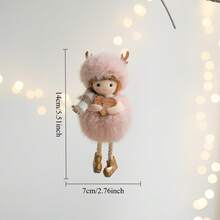 2个春季新年装饰鹿角天使吊坠，树上装饰DIY吊坠，家庭节日装饰吊坠，易于悬挂（无挂钩） - 可爱的天使节日装饰礼物，节日毛绒天使，表情丰富，适合春节、复活节、新年和生日派对装饰 - 彩色 - 查看 4