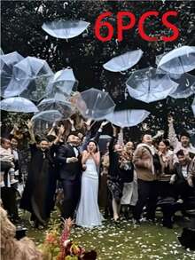1/6pcs Elegant Transparent Bridal Wedding Umbrella - Waterproof Bride Shower Gift And Bachelorette Party Photo Prop, Suitable For Outdoor Ceremony, Rainy Day Backup Umbrella And Bridesmaid Gift - Vintage Style Parasol