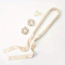 4 Stücke Satin Flechtfreie Lockenstäbe Set für Frauen, inklusive weicher Haargummis und Plastikclips für perfekte Locken, Haarstyling Set, für Friseur Salon Schönheits-Reiseaccessoires Haarzubehör - Verschiedenfarbig - Übersicht 9