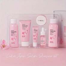 6 Pcs Skin Care Sets JAPAN SAKURA Women Beauty Gift Sets Sakura Skin Care Kit With Cleanser, Toner, Serum, Eye Cream, Lotion, Essence Cream Travel Kit For Women Teen Girls - 6件 - 查看 5